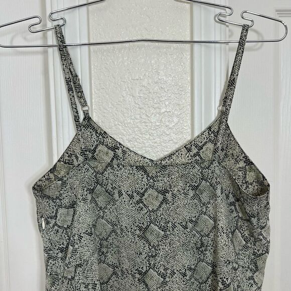 Vintage 90’s Slip Dress Snakeskin Print Ruffle Hem V-neck Mini Dress Size - Picture 11 of 13